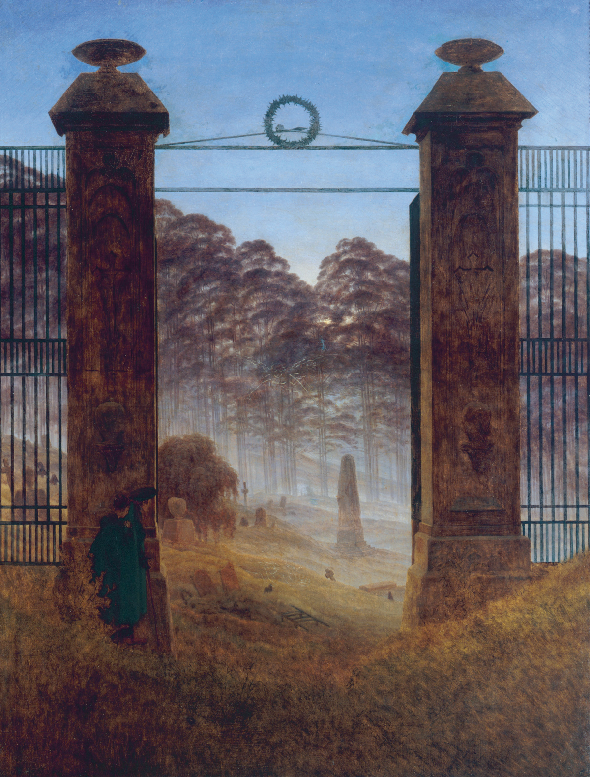 Caspar David Friedrich, Brama cmentarna, 1825, olej na płótnie, Galeria Nowych Mistrzów w Dreźnie, d.p.