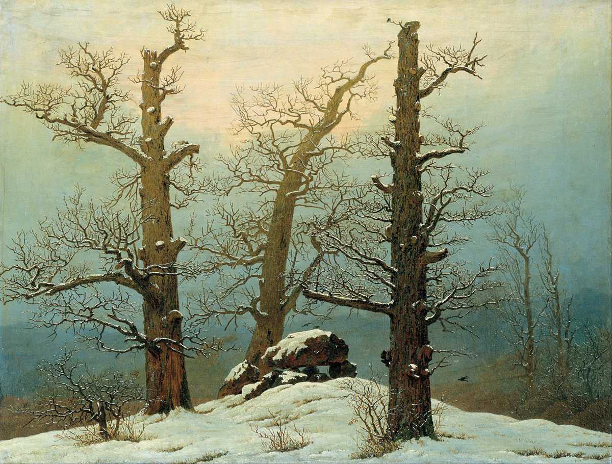 Caspar David Friedrich, Dolmen w śniegu, 1807, olej na płótnie, Galeria Nowych Mistrzów w Dreźnie, d.p.