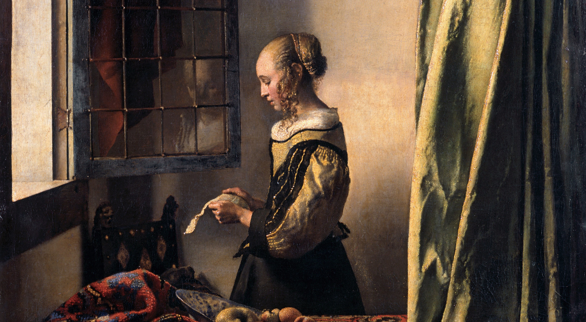 Jan Vermeer, "Czytająca list", detal, 1657-59