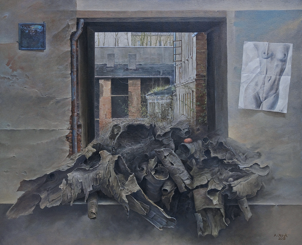 Andrzej Olczyk, Rozważania introwertyczne I, olej na płótnie, 110 × 90 cm