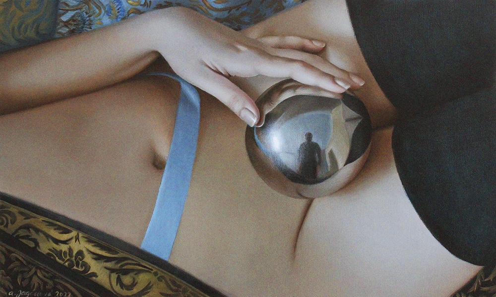 Anna Jagodova, Znajomy-nieznajomy, olej na płótnie, 30 x 50 cm, 2022