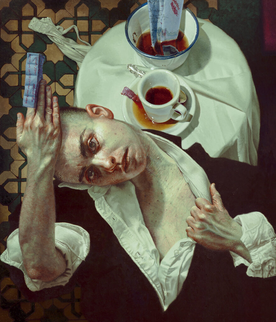 Edward Povey, Congédiement, olej na płótnie, 140,3 × 120 cm, 2022