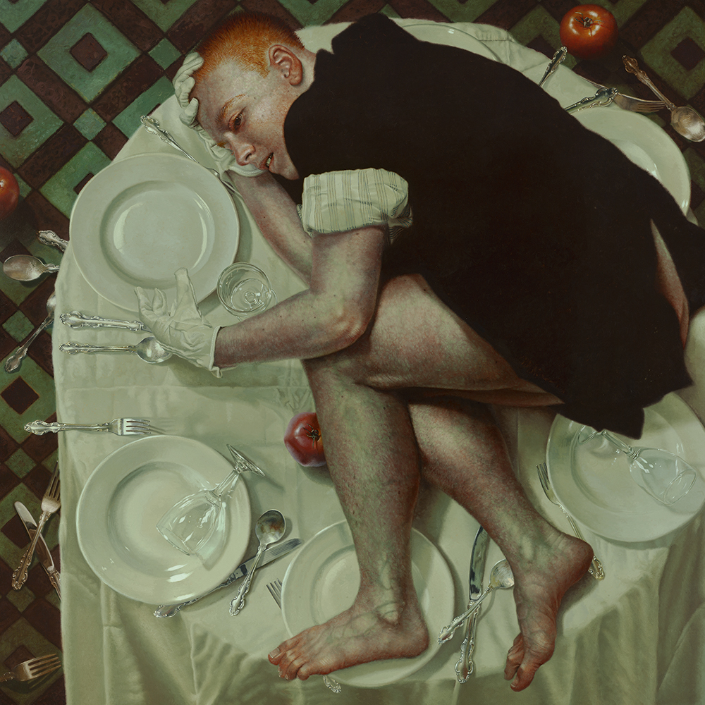 Edward Povey, Table, olej na płótnie, 200 x 200 cm, 2022